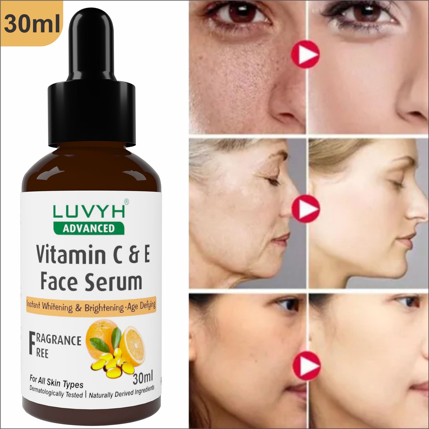 Before and After Results Vitamin C & E Face Serum