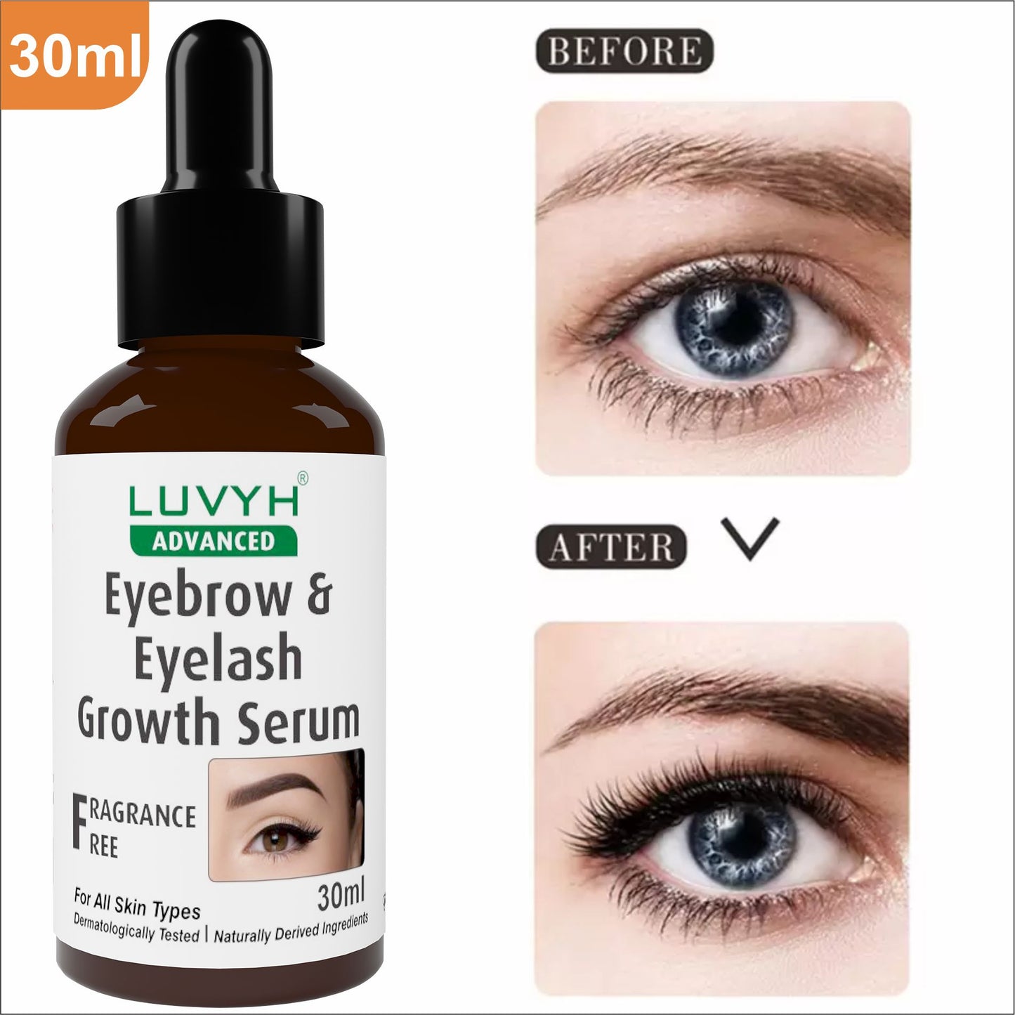 Before and After Results Eyebrow & Eyelash Growth Serum