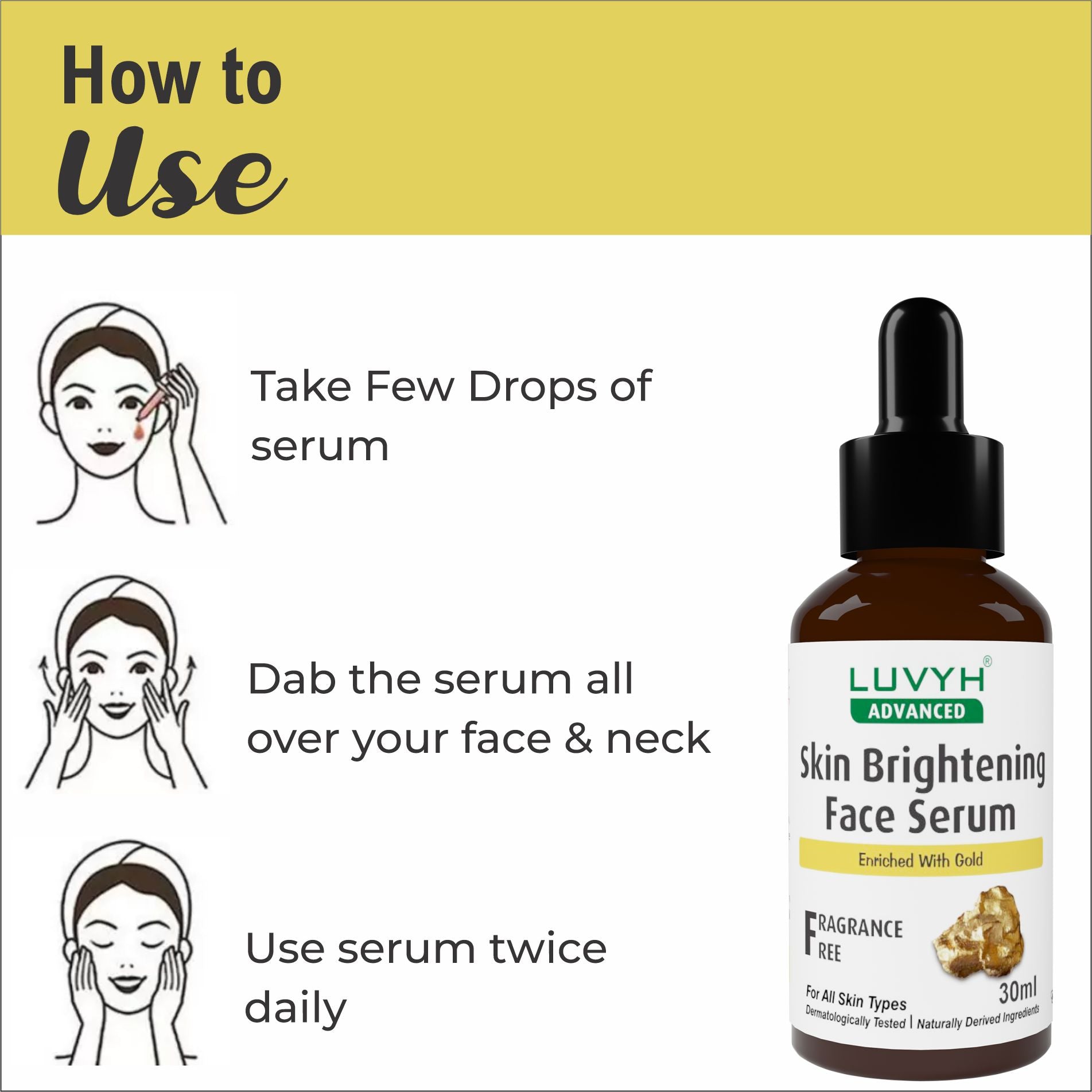 How to use  Skin Brightening Face Serum Enriched with Gold 