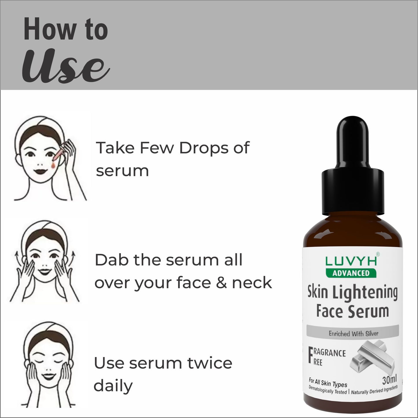 How to use Skin Lightening Face Serum enriched with Silver