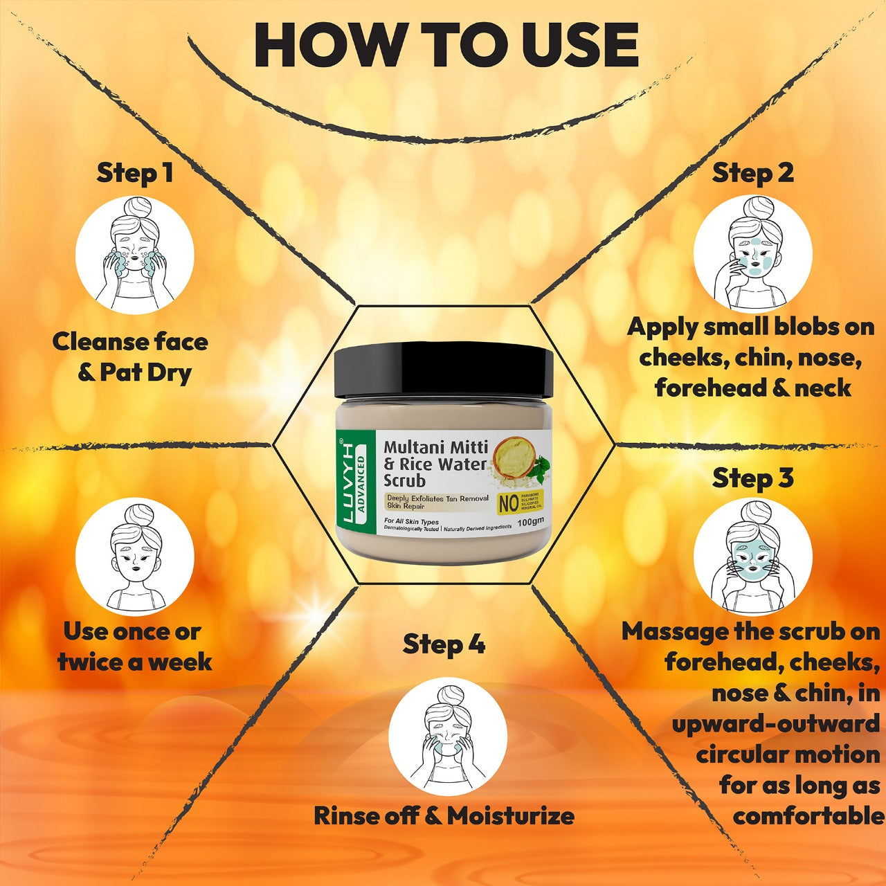 How to use Multani Mitti & Rice Water Scrub