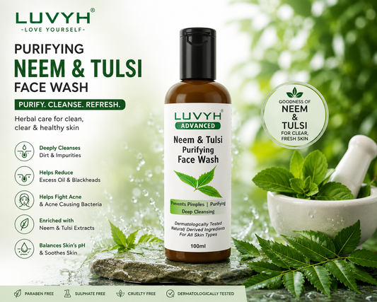 Luvyh Purifying Neem &amp; Tulsi Face Wash – Daily Herbal Cleanser for Clear, Fresh &amp; Healthy Skin