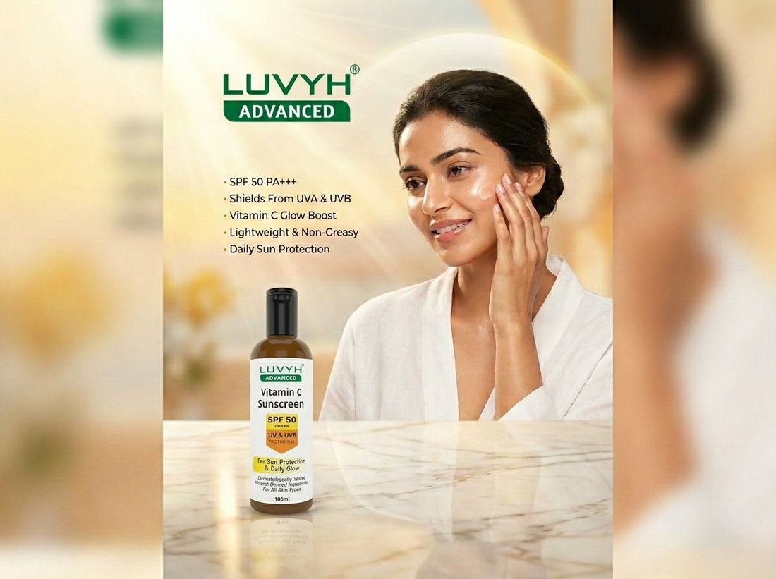 LUVYH Vitamin C Daily Glow Sunscreen SPF 50 PA+++ – Your Everyday Shield Against UVA & UVB Rays