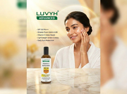 LUVYH Vitamin C Daily Glow Sunscreen SPF 50 PA+++ – Your Everyday Shield Against UVA & UVB Rays