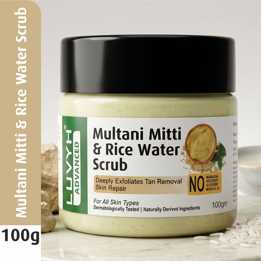 Luvyh Multani Mitti & Rice Water Scrub - 100g