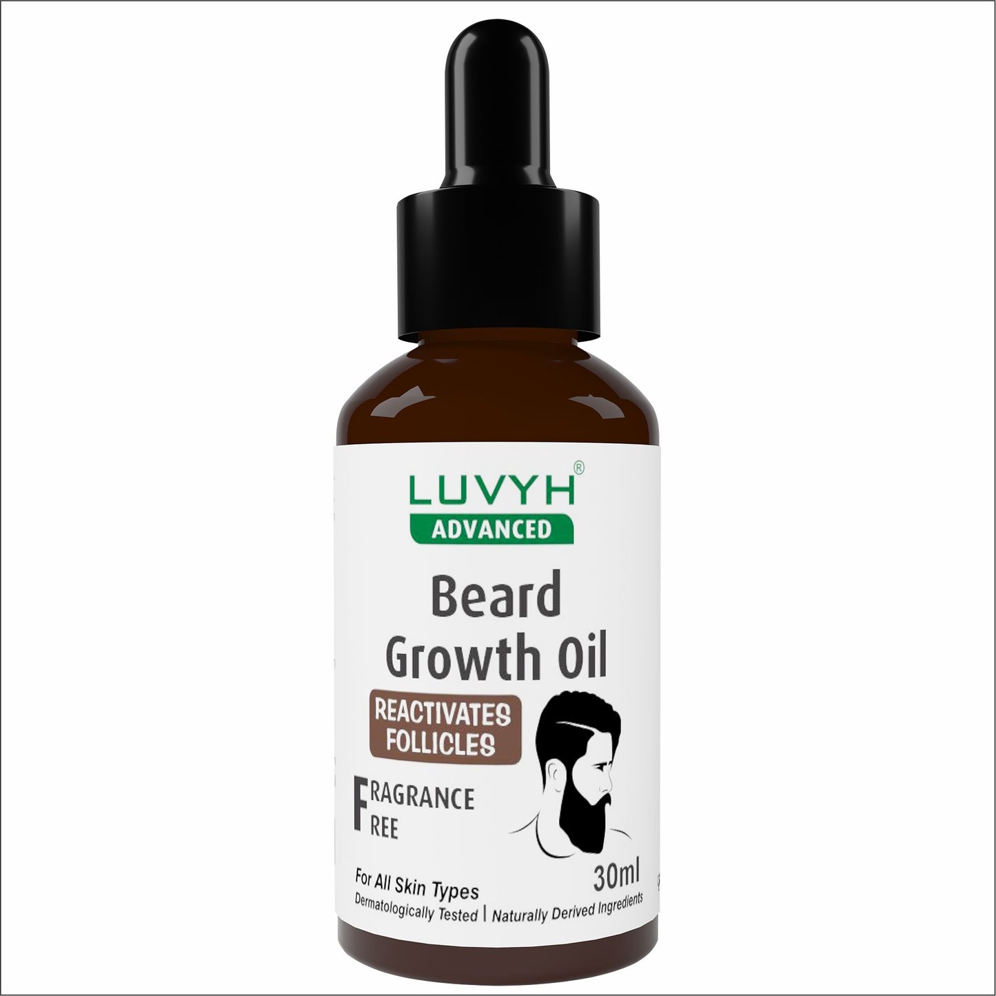 Luvyh Beard Growth Oil - More Beard Growth, With Redensyl, 8 Natural Oils including Jojoba Oil, Vitamin E, Nourishment & Strengthening, No Harmful Chemicals Hair Oil 30ML