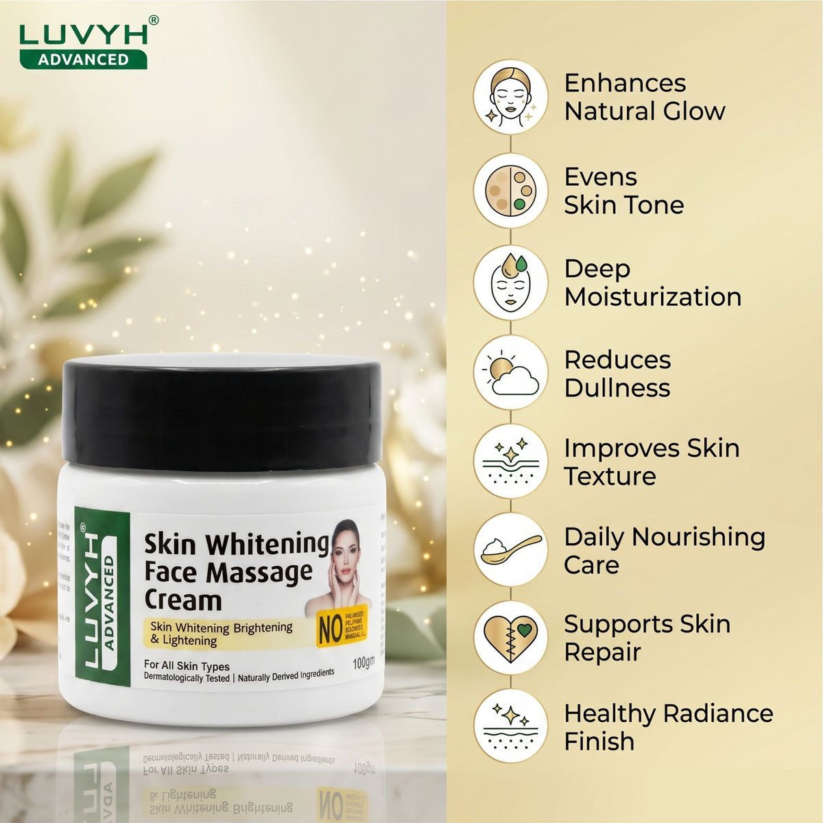 Luvyh Skin Whitening Face Massage Cream - 100g