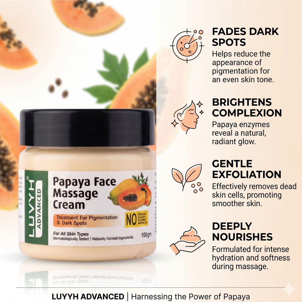 Luvyh Papaya Face Massage Cream- 100gm