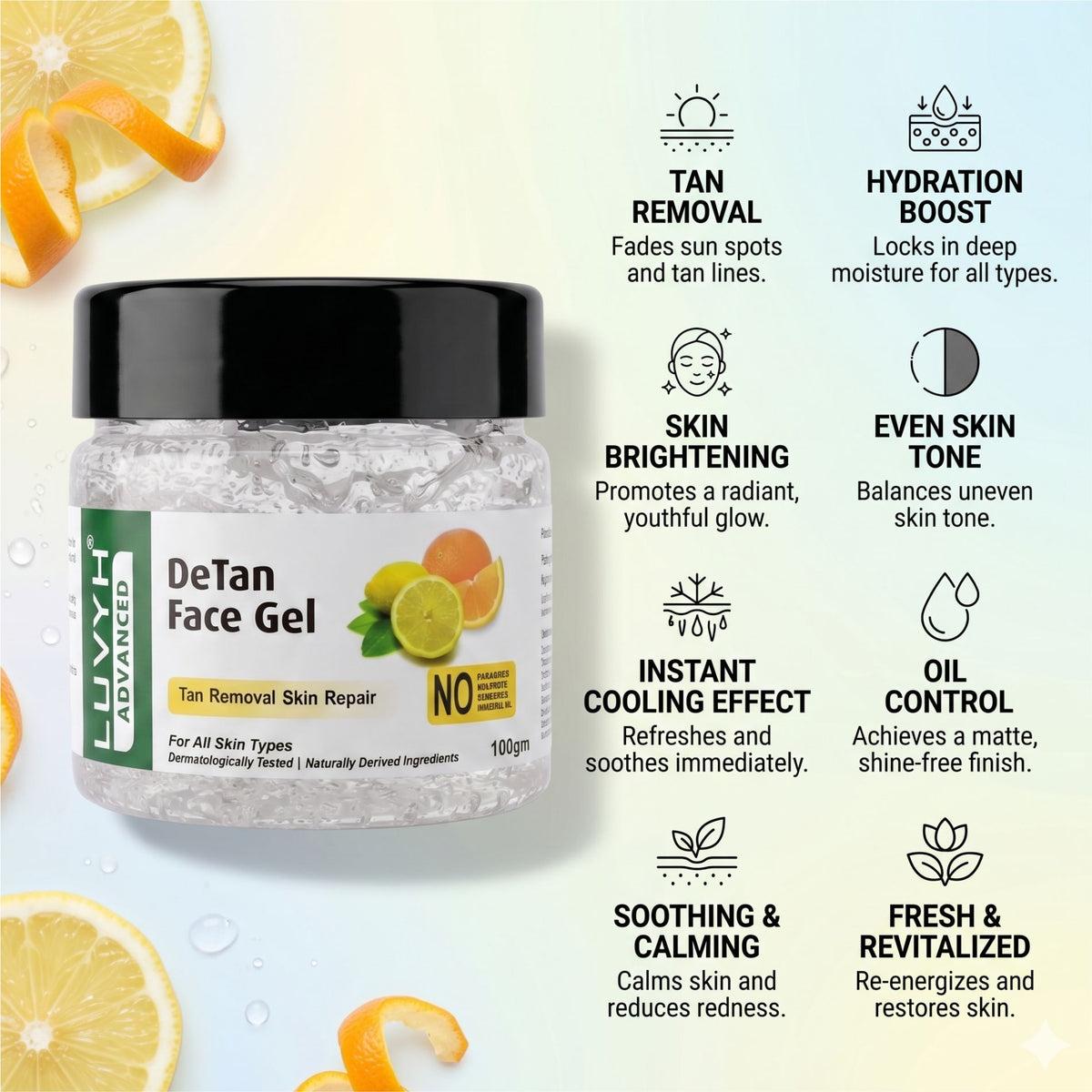 Luvyh DeTan Face Gel- 100gm