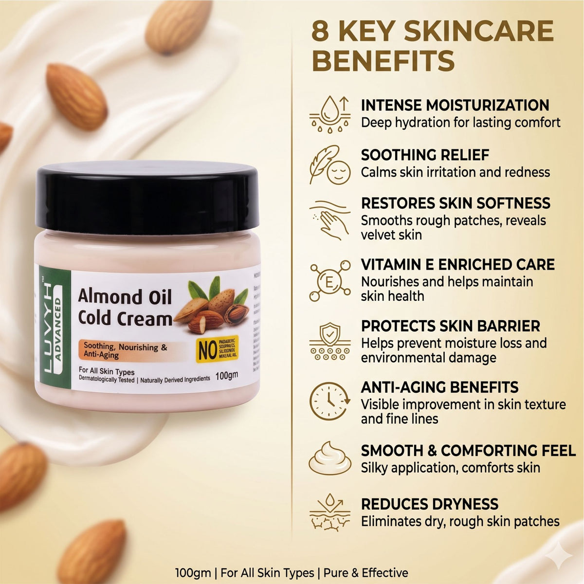 Luvyh almond oil cold cream 100g