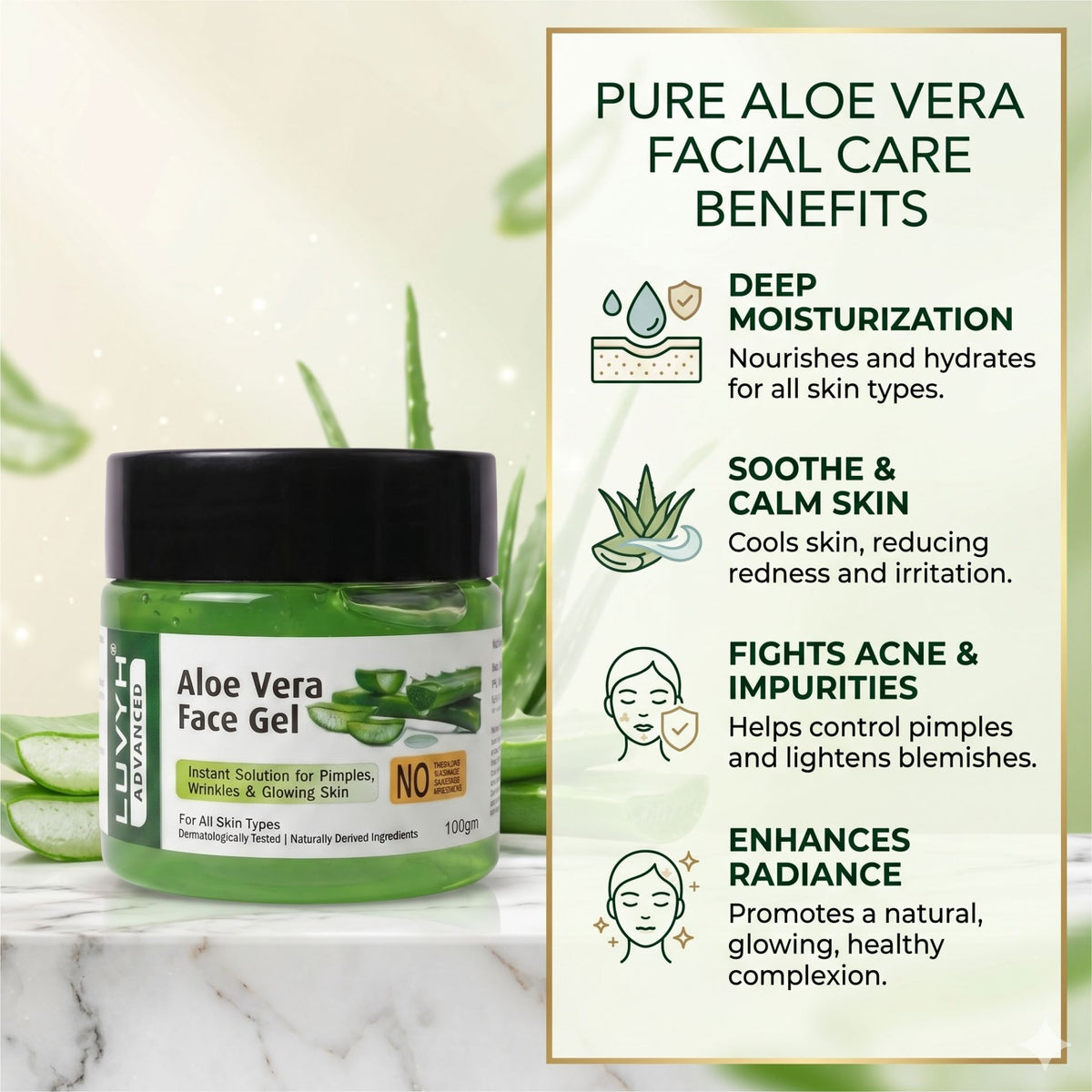 Luvyh Aloe Vera Face Gel - 100gm