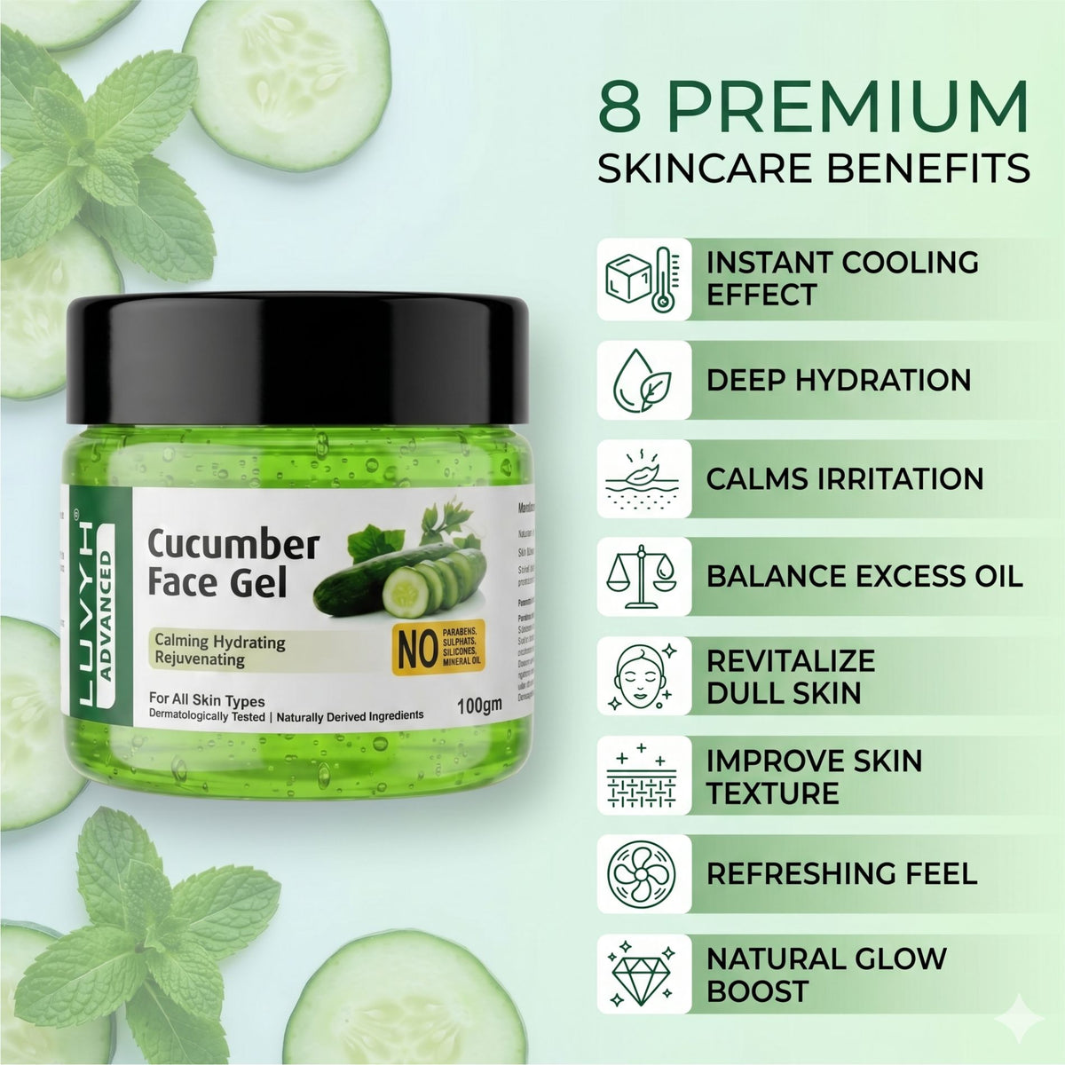 Luvyh Cucumber Face Gel- 100gm
