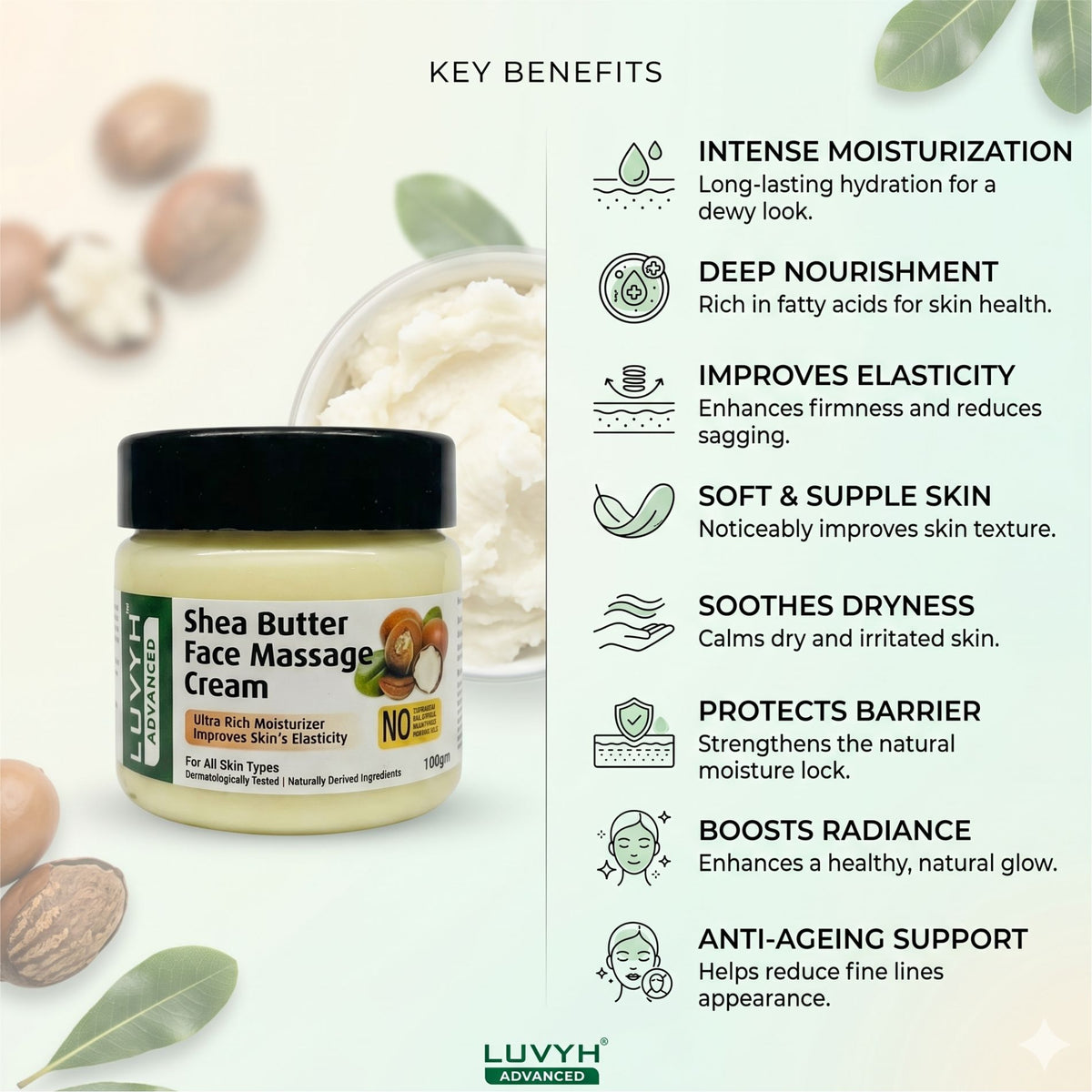 Luvyh Shea Butter Face Massage Cream  - 100gm