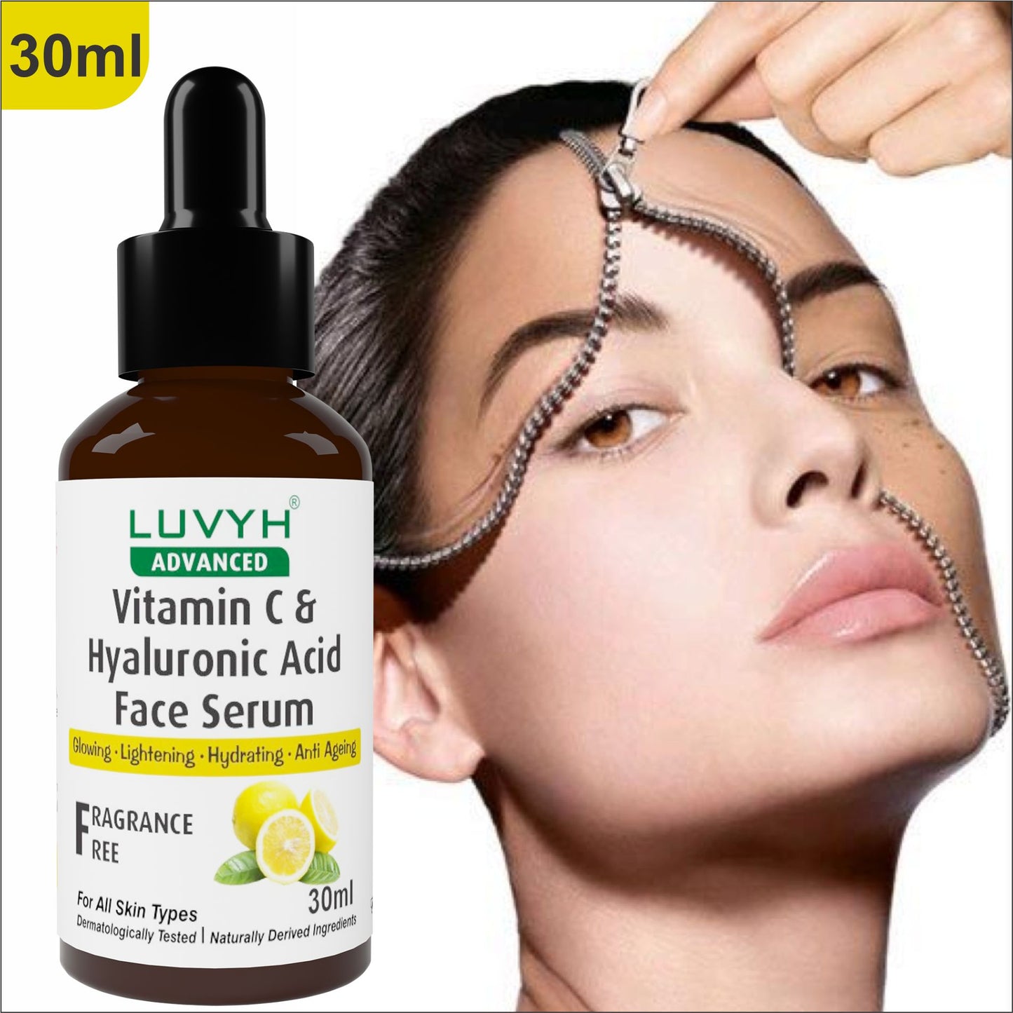 Luvyh Vitamin C & Hyaluronic Acid Serum For Skin Brightening & Hyperpigmentation 30ML