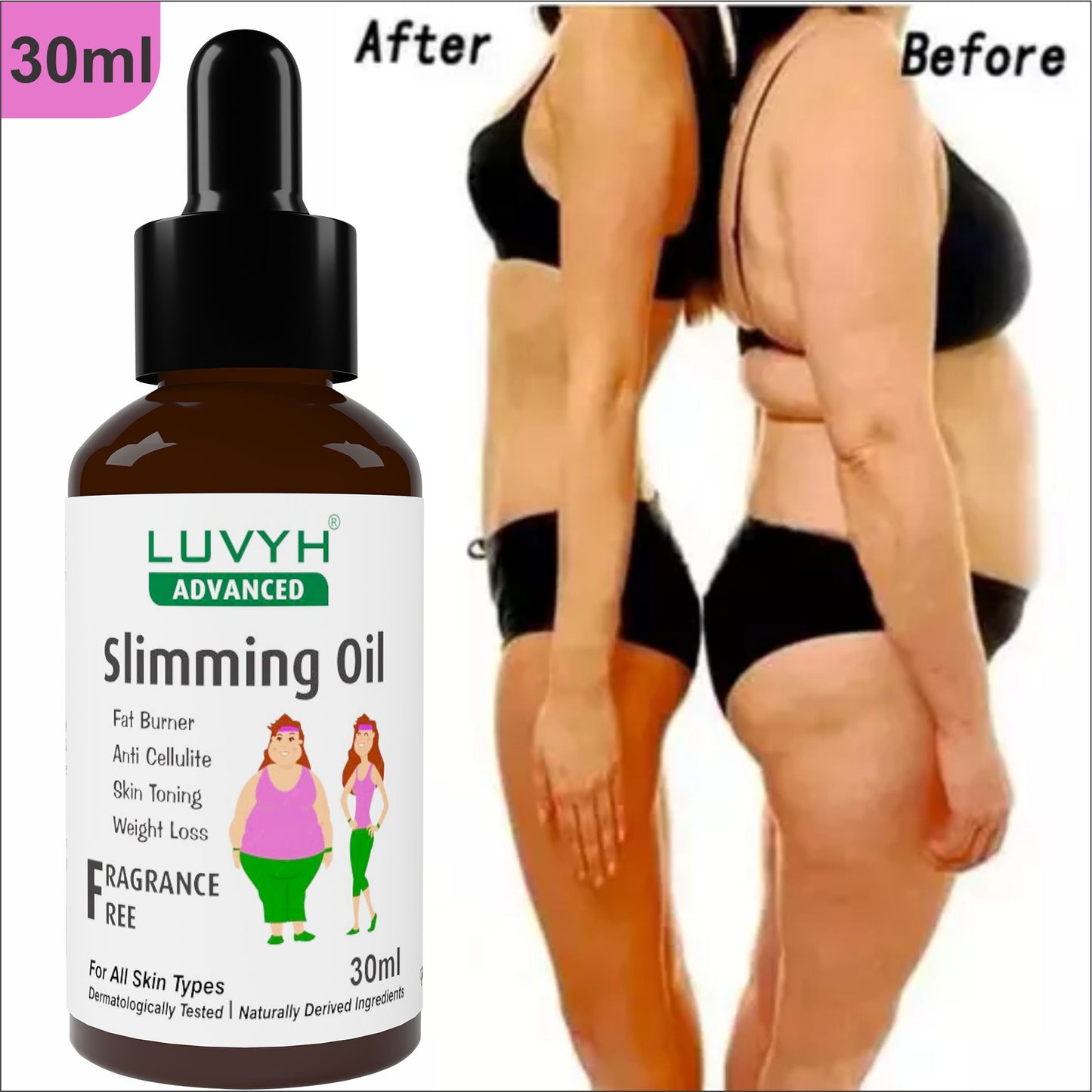 Luvyh Simming Oil, Fat Burner,Anti Cellulite & Skin Toning Slimming Oil For Stomach, Hips & Thigh Fat Loss 30ML