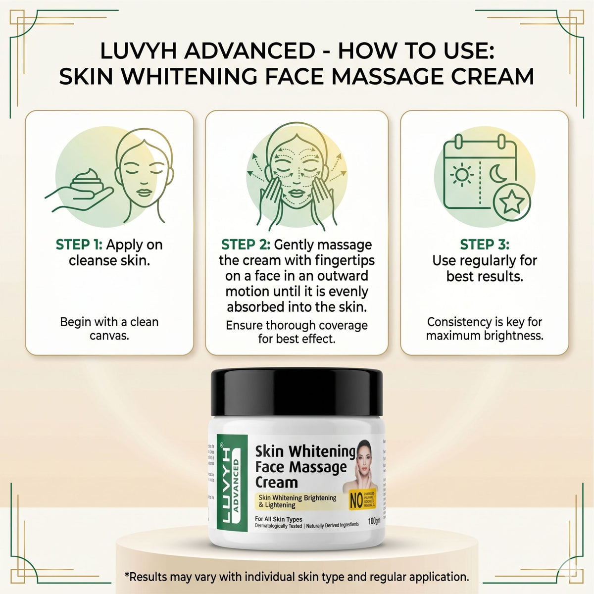 Luvyh Skin Whitening Face Massage Cream - 100g