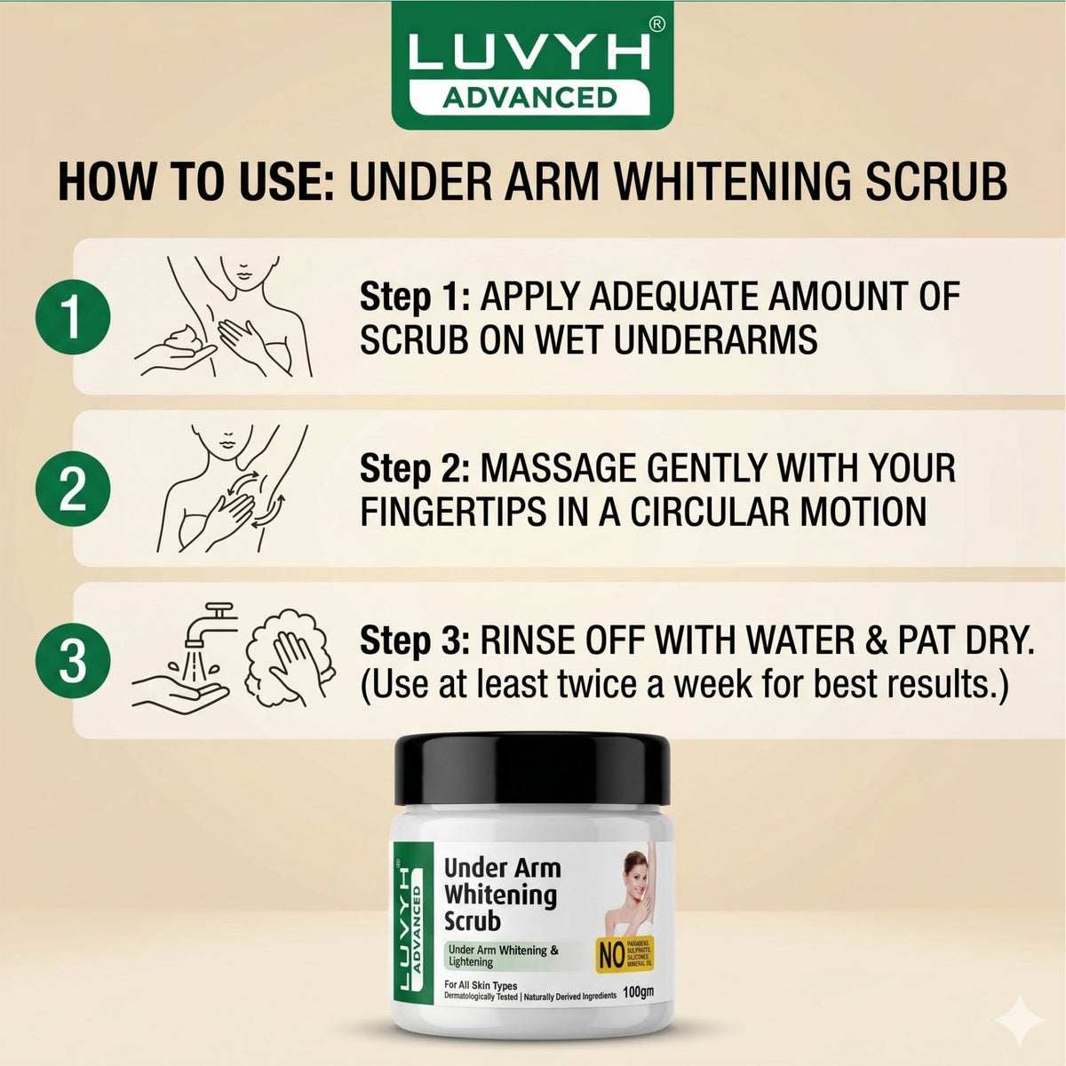 Luvyh Under Arm Whitening Scrub 100g