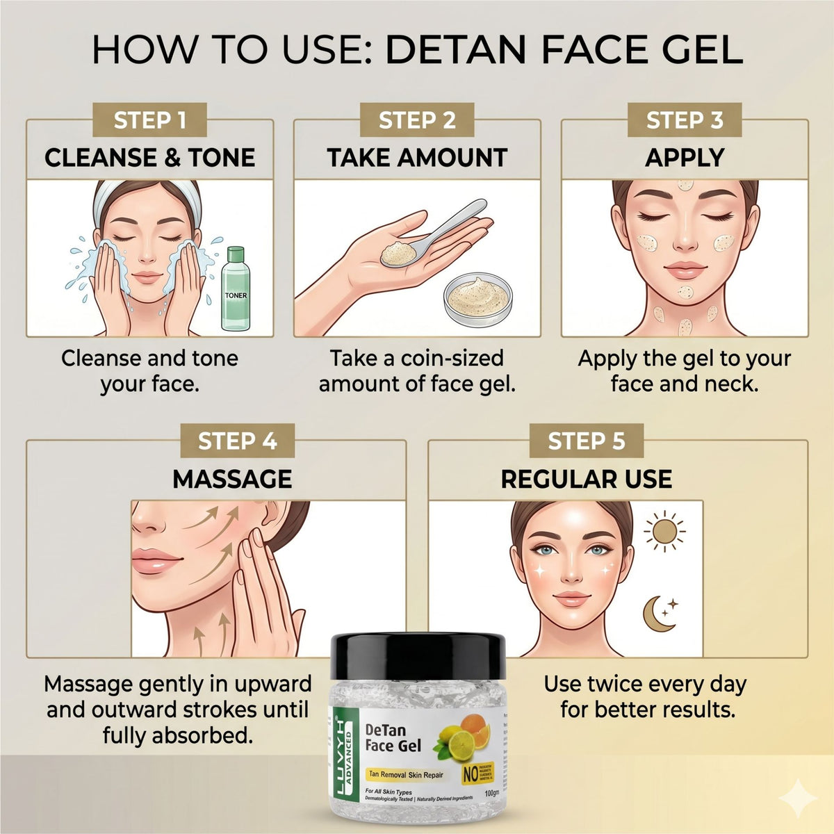 Luvyh DeTan Face Gel- 100gm
