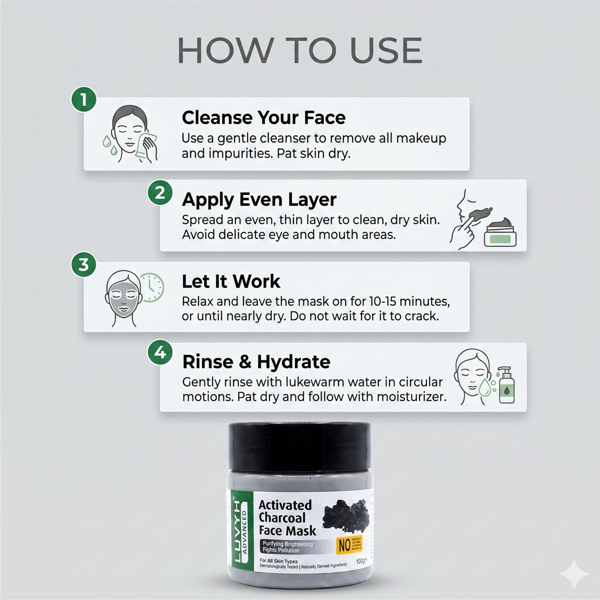 Luvyh Activated Charcoal Face Mask - 100gm