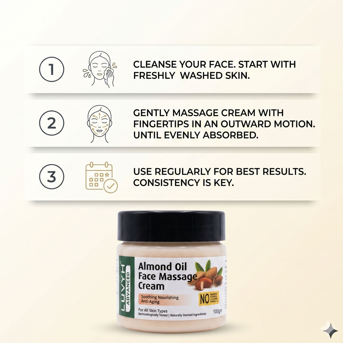 Luvyh Almond Oil Face Massage Cream- 100gm
