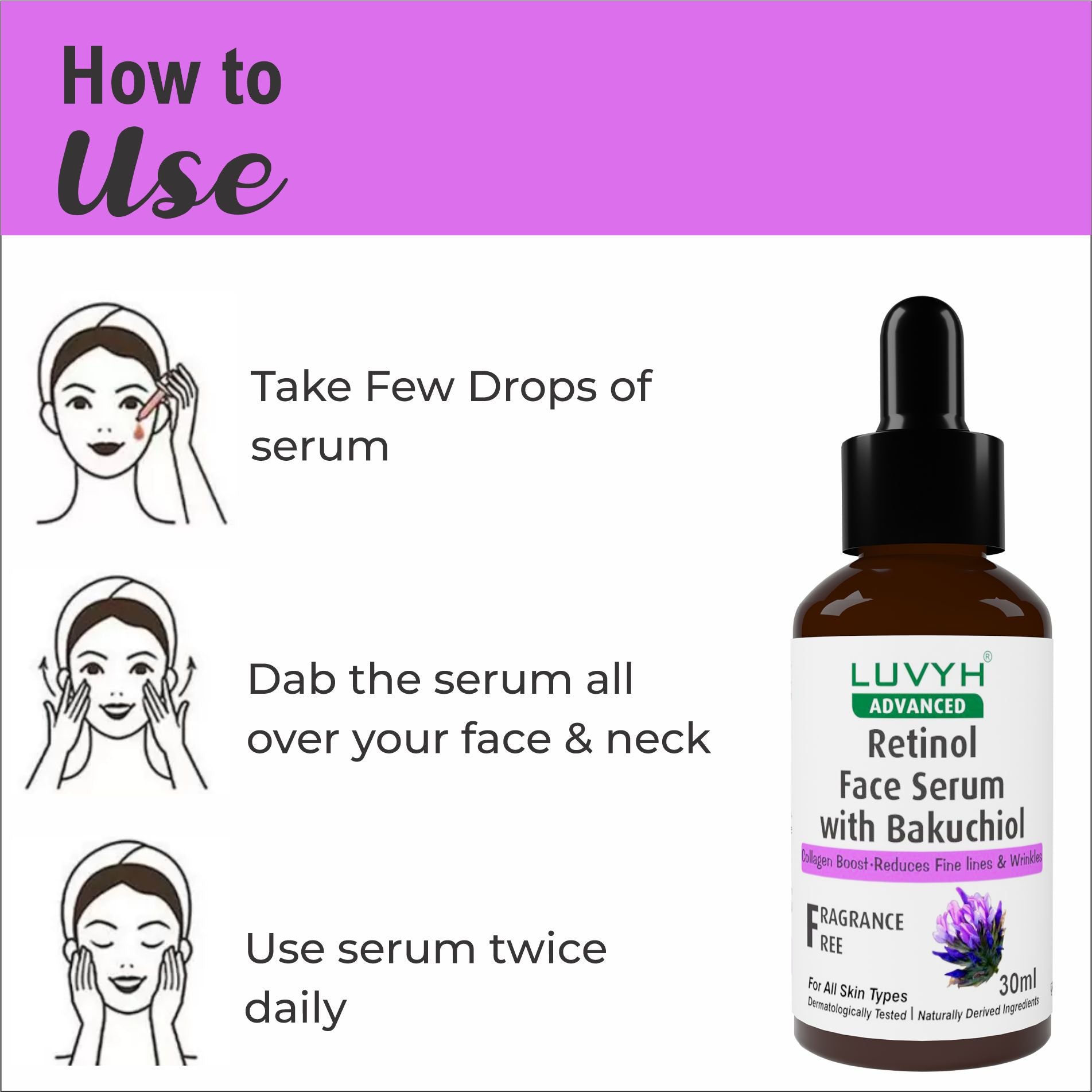 How to Use - Retinol Face Serum with Bakuchiol 