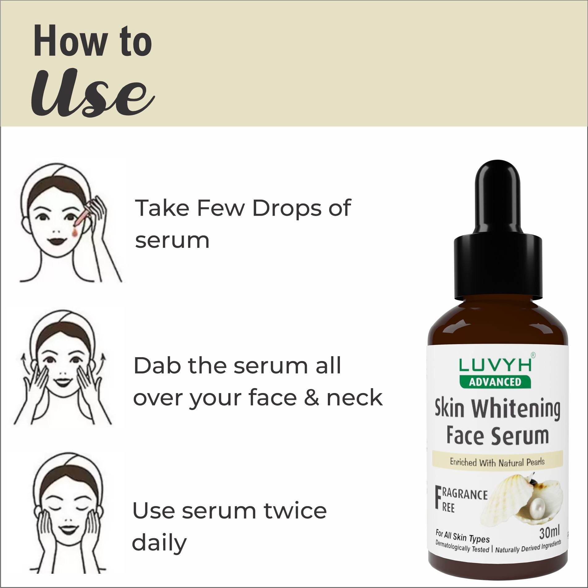 How to use Skin Whitening Face Serum enriched with Natural Pearls 