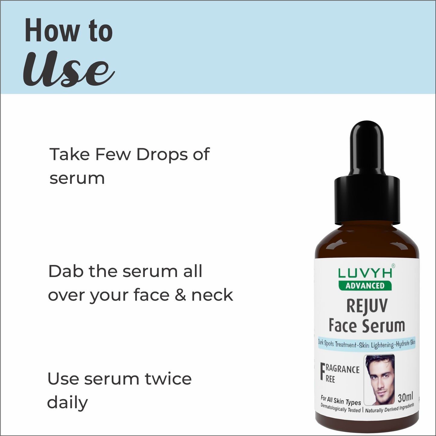Luvyh Face Serum for Glowing Skin for Men, 10% Niacinamide for Acne Scars, Dark Spots 30ML