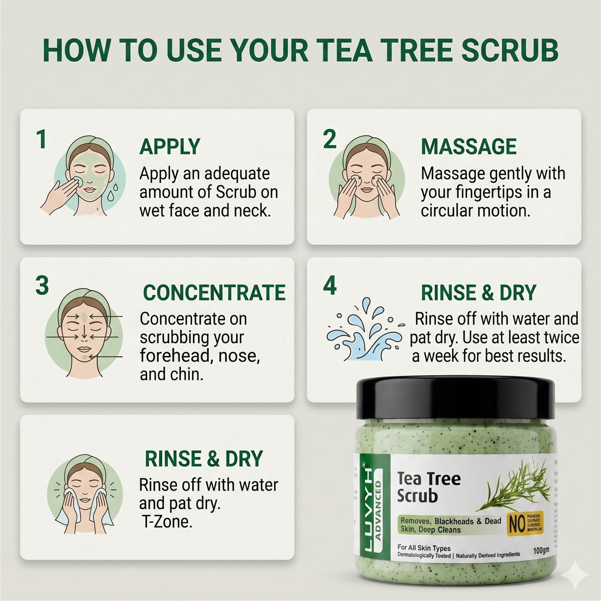 Luvyh Tea Tree Scrub- 100gm