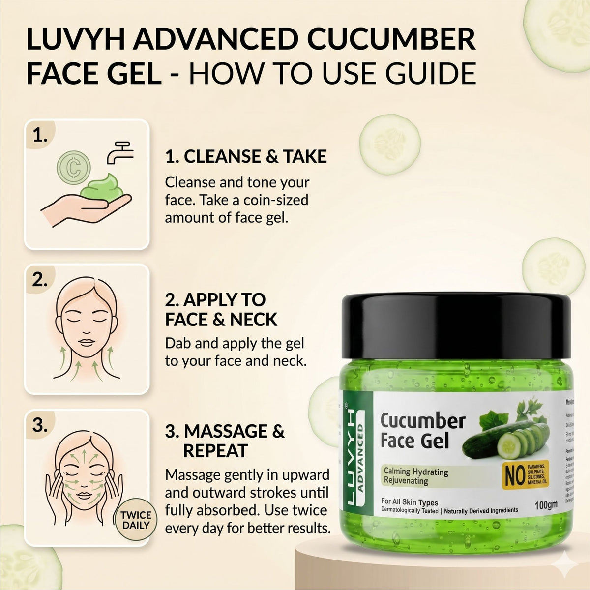 Luvyh Cucumber Face Gel- 100gm