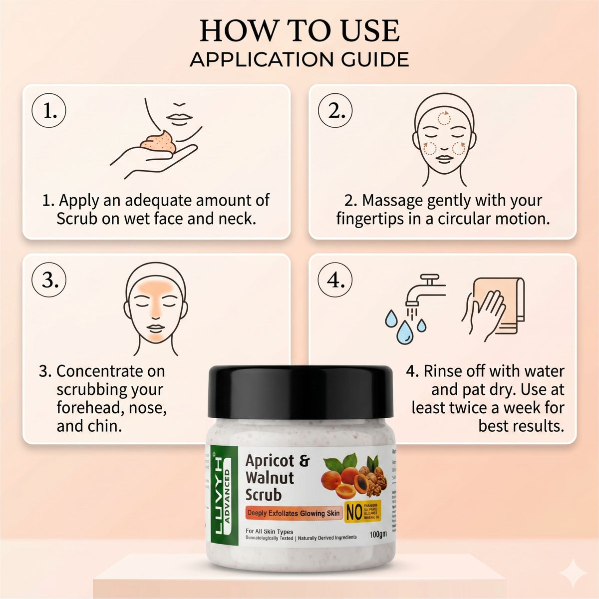 Luvyh Apricot & Walnut Scrub - 100gm