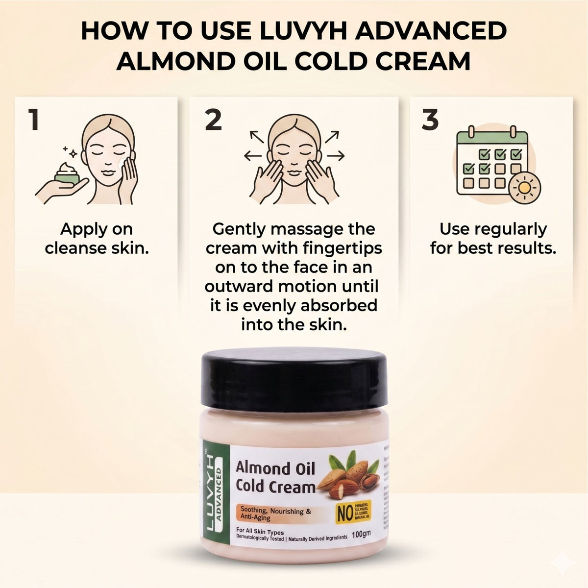 Luvyh almond oil cold cream 100g