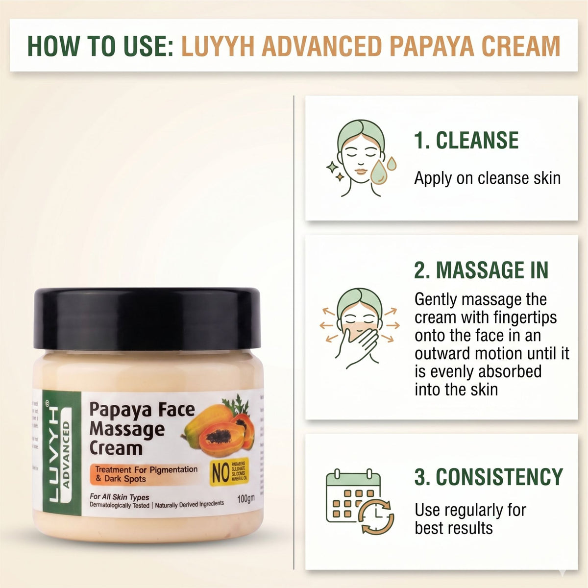 Luvyh Papaya Face Massage Cream- 100gm