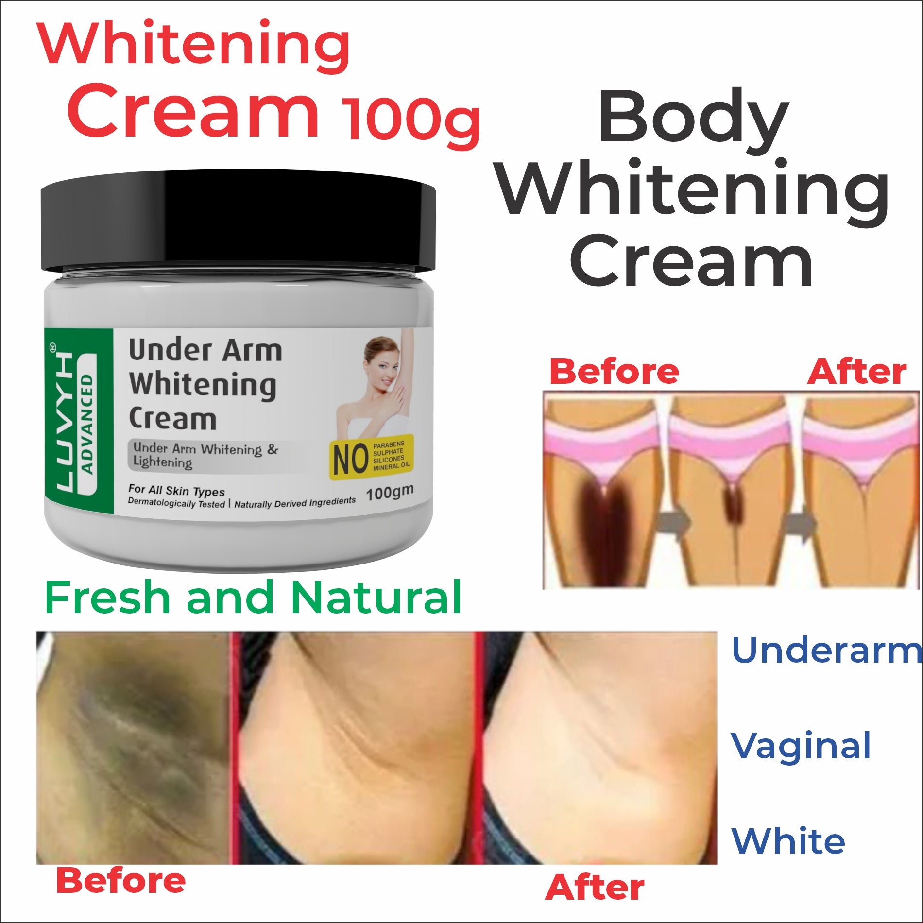 Underarm Whitening Cream  - Before and After Results