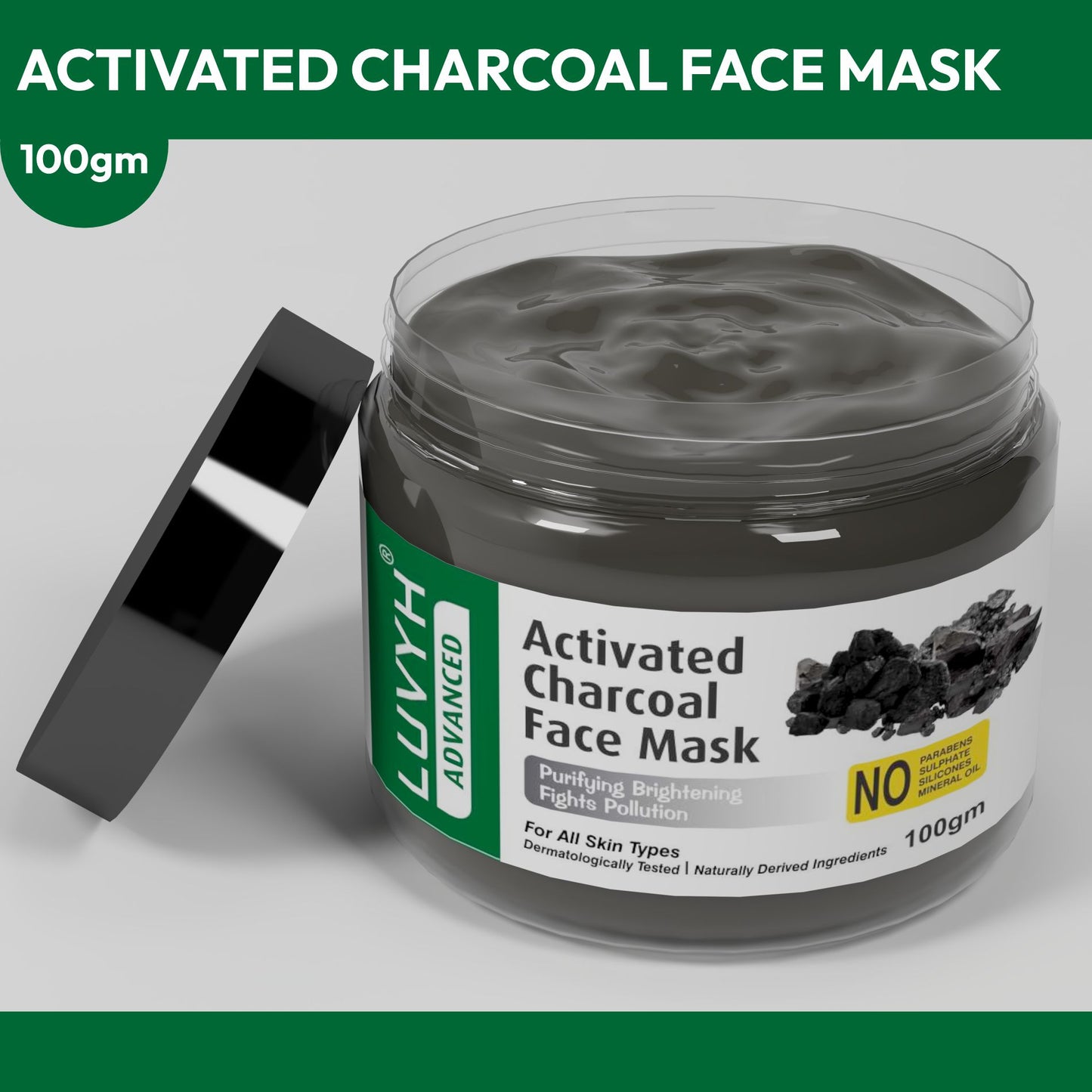 Luvyh Activated Charcoal Face Mask - 100gm