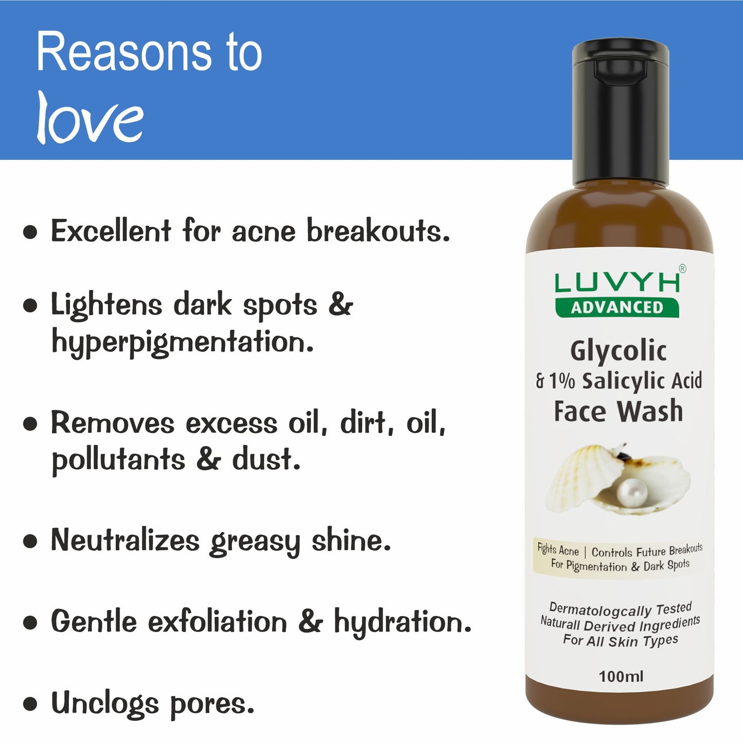 Luvyh Glycolic & 1% Salicylic Acid Face Wash 100ml